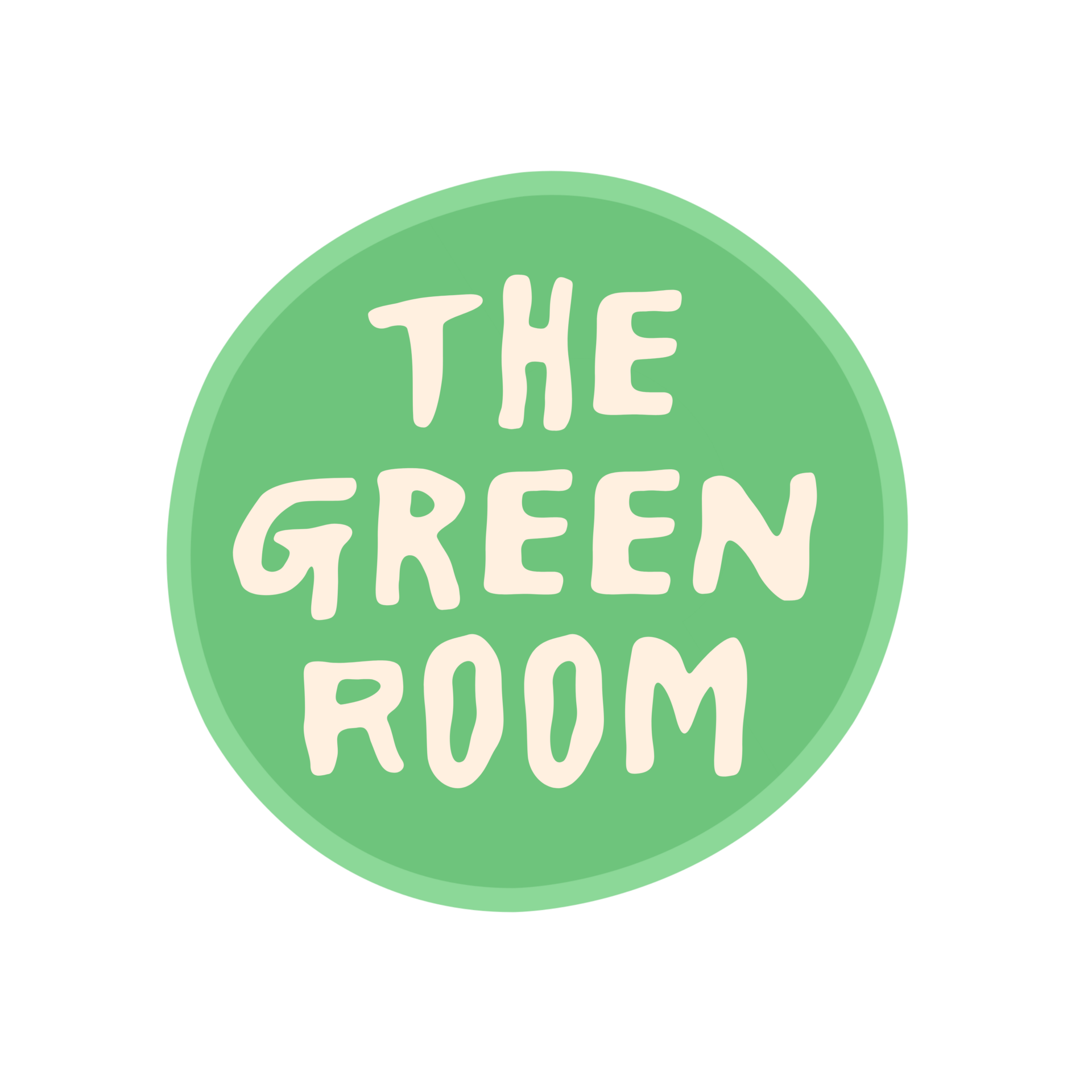 Circular green logo with the words The Green Room inside